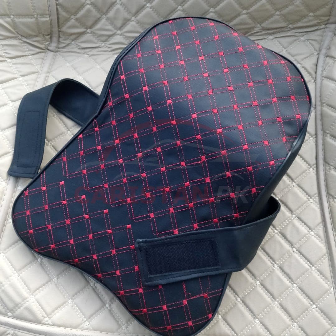 Premium Long Design Neck Rest Pillow Black With Red Stitch