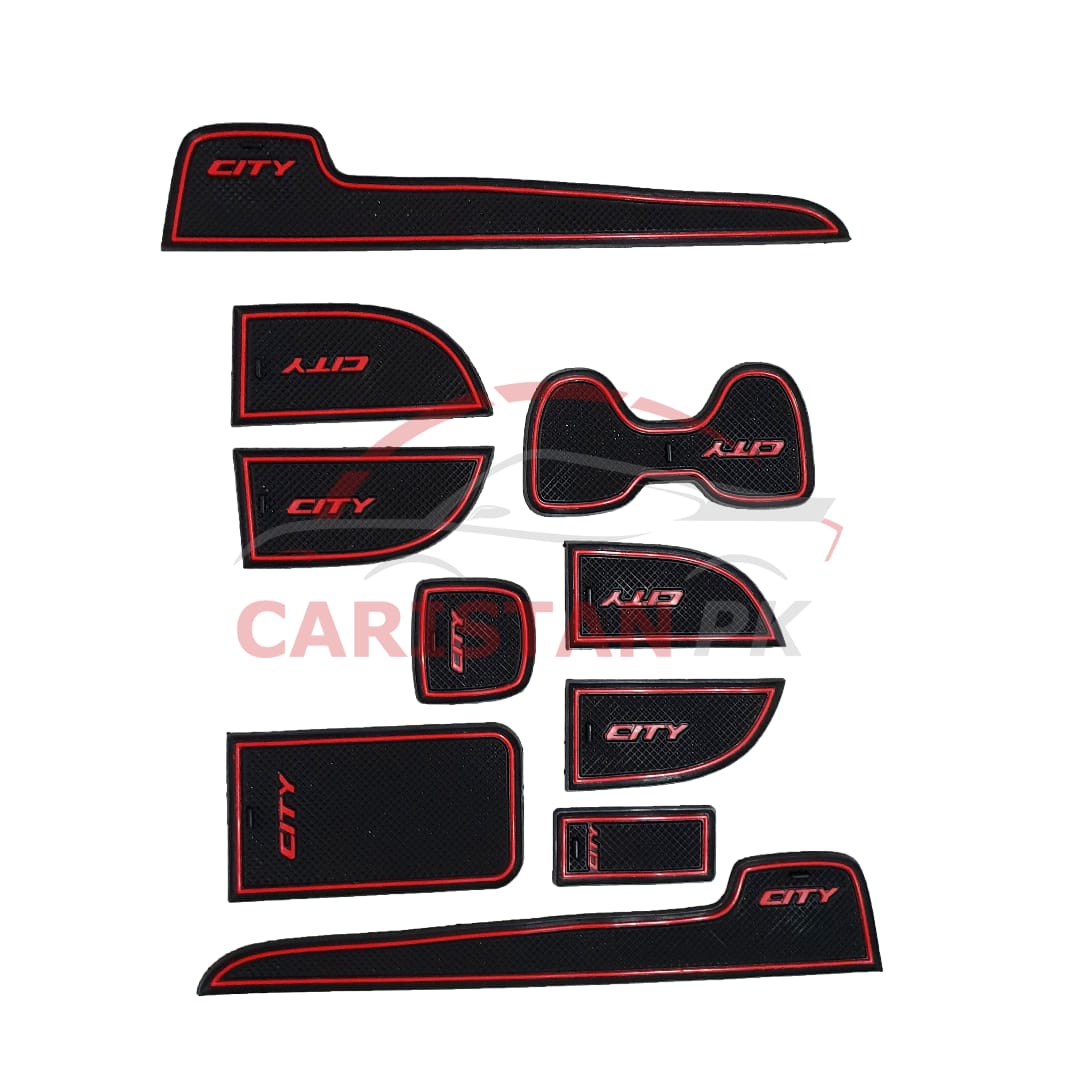 Honda City Non Slip Interior Protection Mats Red 2009-21 Model