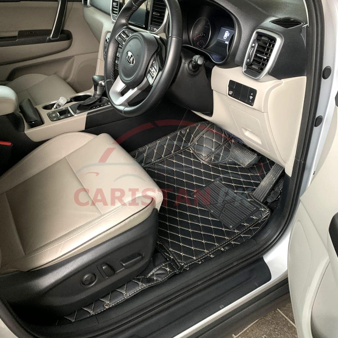 KIA Sportage 7D Floor Mats Black With Beige Stitch