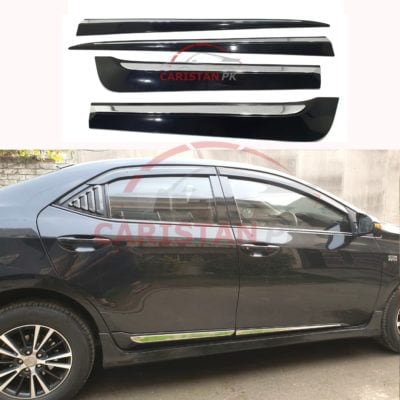 Toyota Corolla Chrome Door Moulding With Black Body Plastic 2014-22 Model