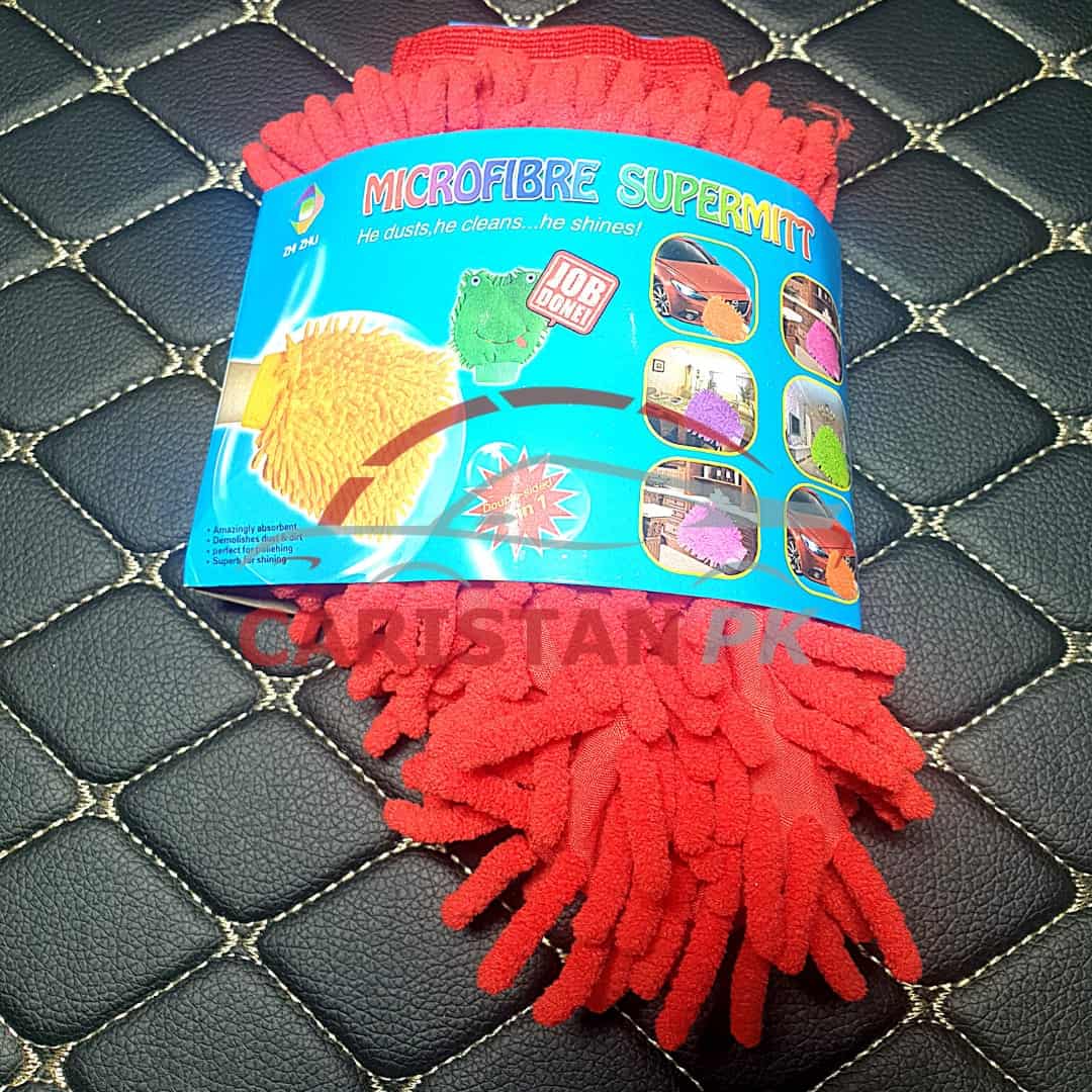Car Cleaning Microfiber Wash Mitt Glove Red