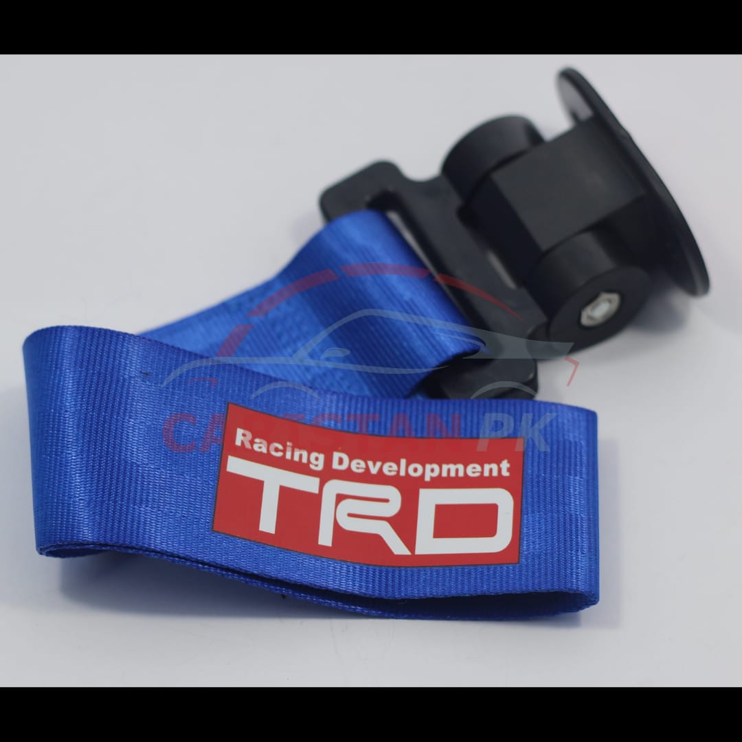TRD Logo Front Bumper Strap Tow Hook Blue