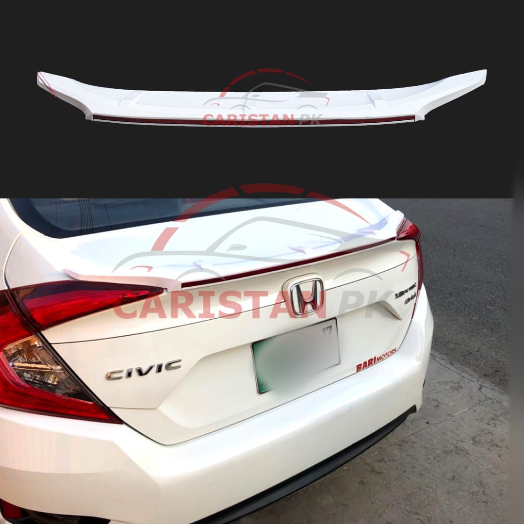 Unpainted ABS Plastic Honda Civic Trunk Spoiler With LED Light 2016-21 Model