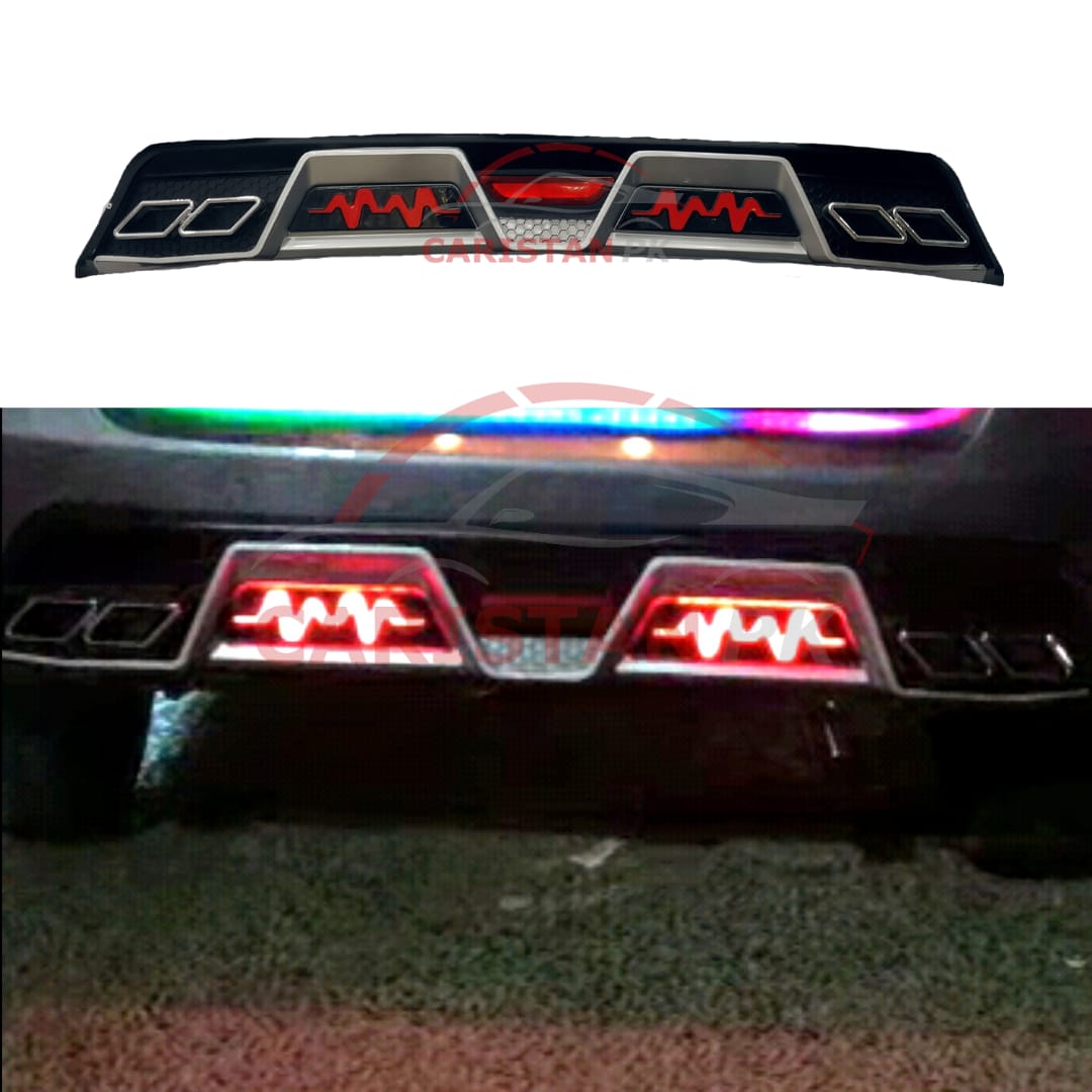 Universal Bugatti Style Dual Exhaust Diffuser Red & Black