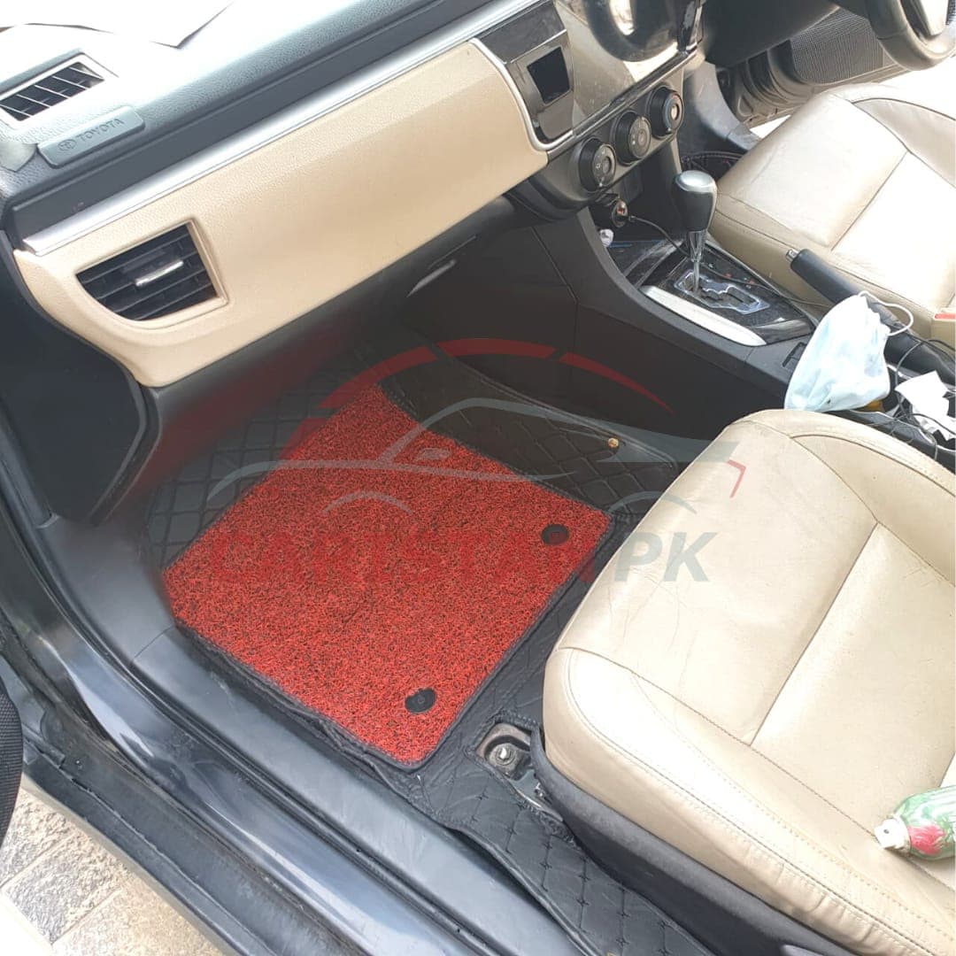 Toyota Corolla 9D Floor Mats Black With Red Grass 2014-23