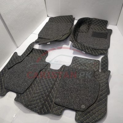 Honda Vezel 9D Premium Floor Mats Black With Beige Stitch