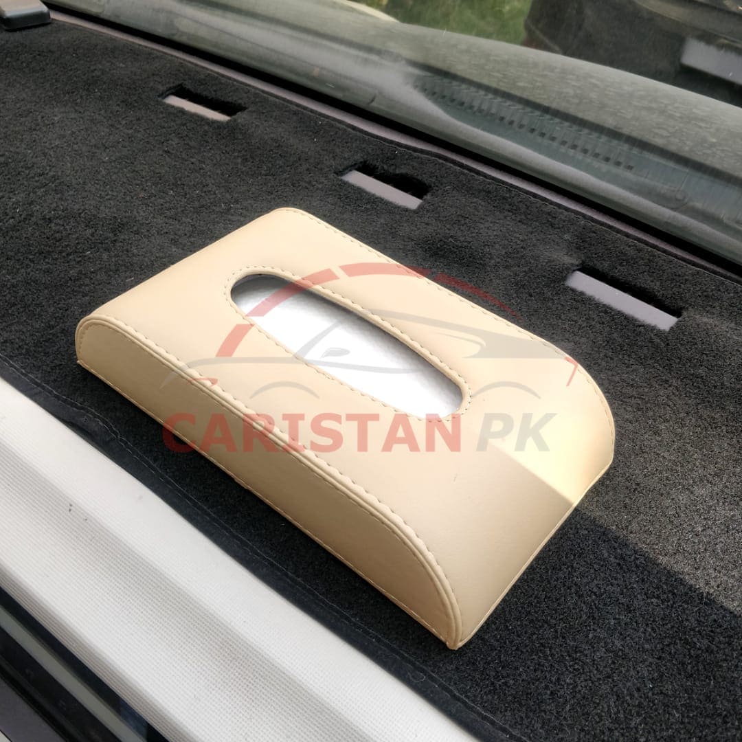Leather Car Tissue Box Beige