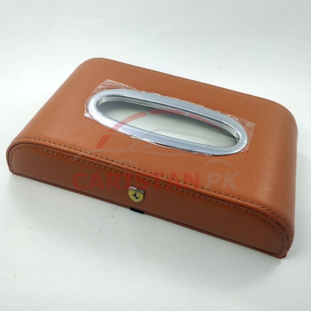 Premium Leather Car Tissue Box Orange