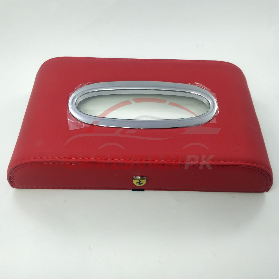 Premium Leather Car Tissue Box Red
