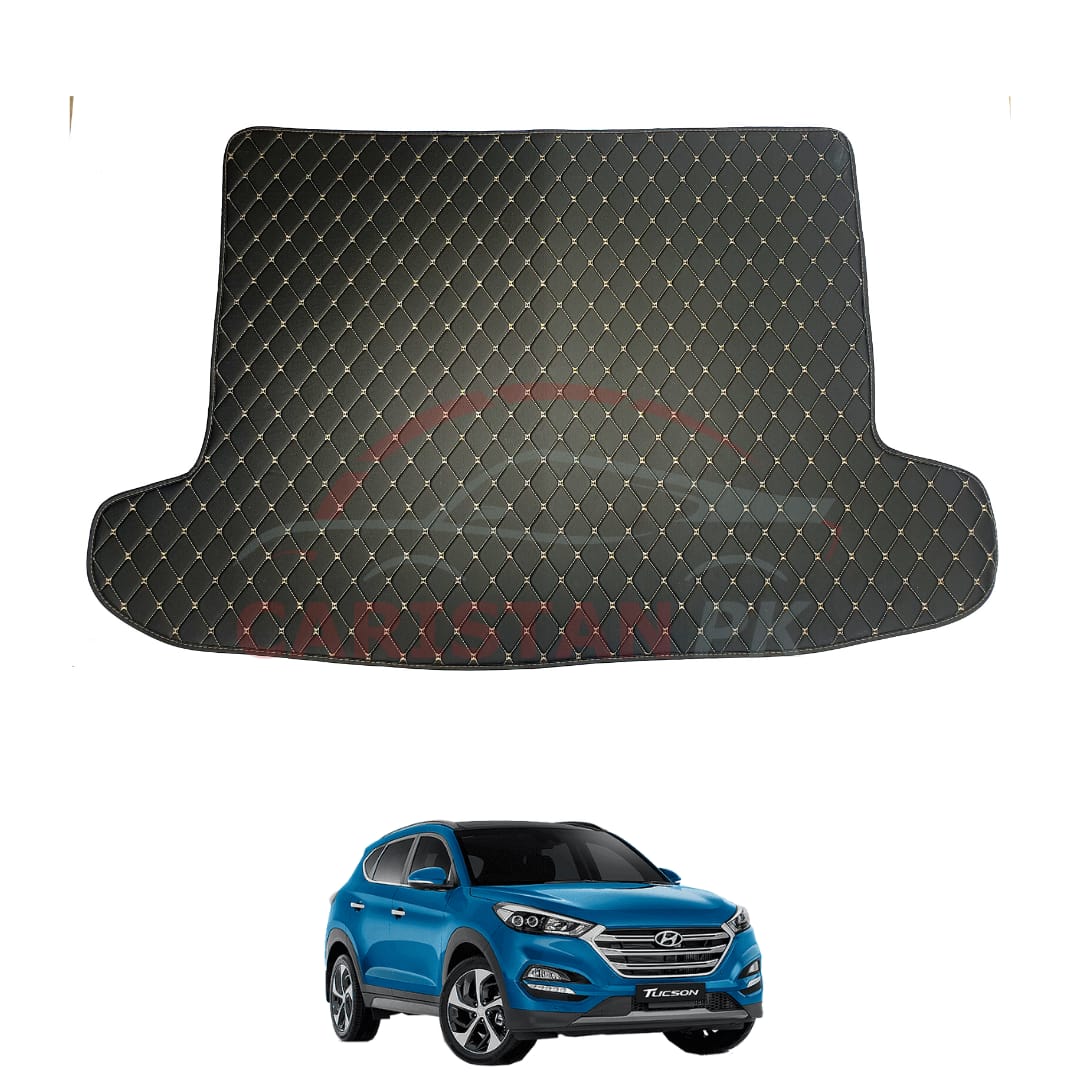 Hyundai Tucson 7D Trunk Protection Mat Black With Beige Stitch