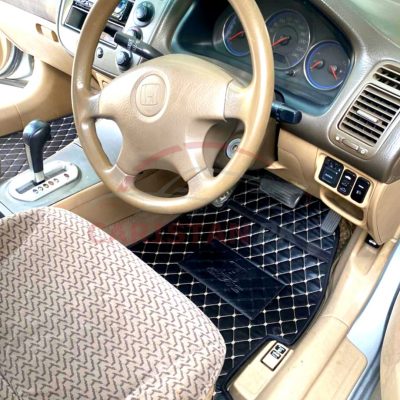 Honda Civic Flat Style 7D Floor Mats Black With Beige Stitch 2001-05