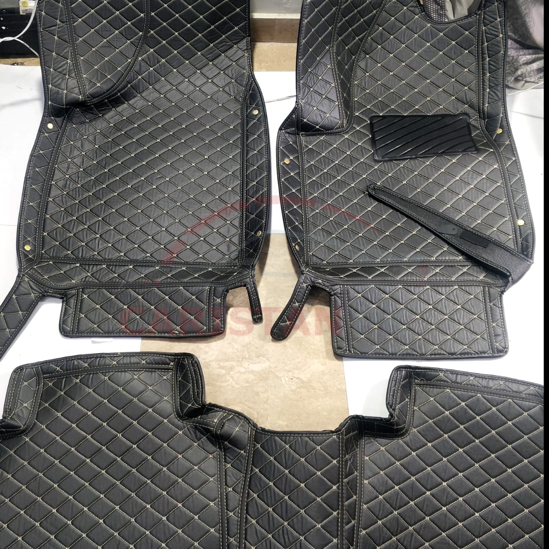 MG HS 7D Floor Mats Black With Beige Stitch