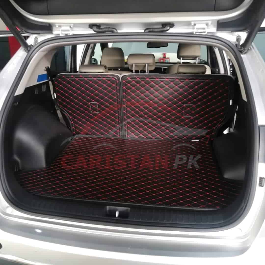 Hyundai Tucson 7D Complete Trunk Mat Black With Red Stitch