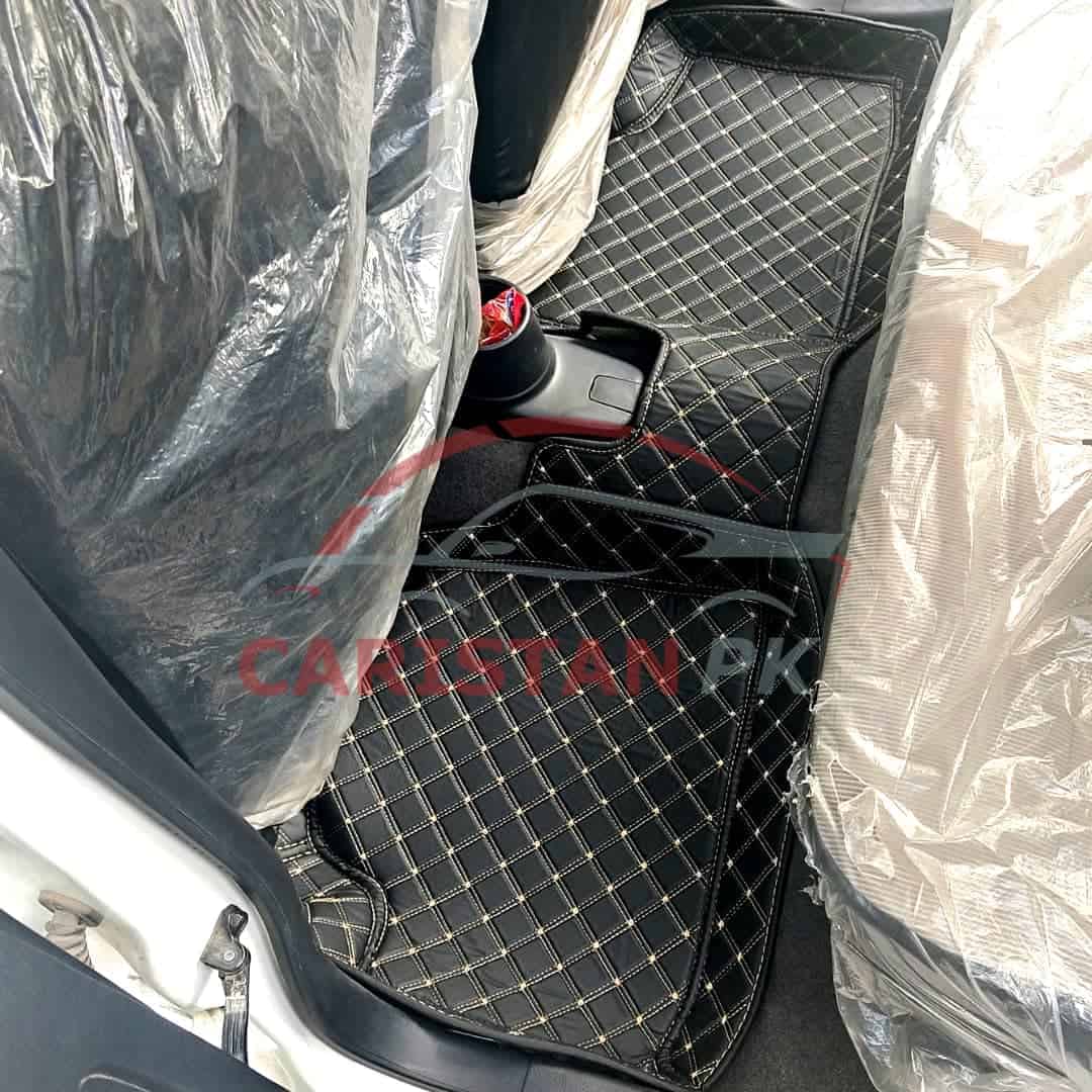 Suzuki Alto 7D Floor Mats Black With Beige Stitch 2017-23
