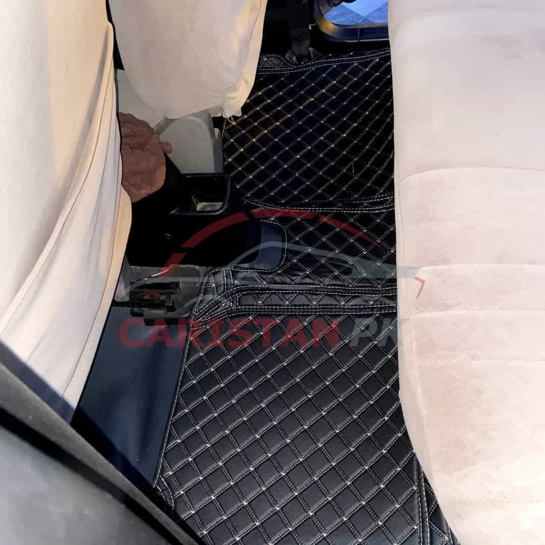 Suzuki Wagon R 7D Floor Mats Black With Beige Stitch
