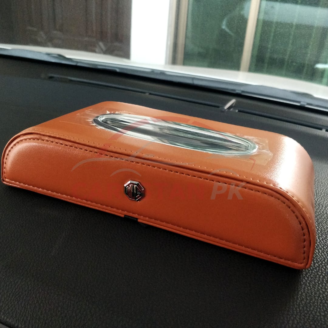 MG Leather Car Tissue Box Brown