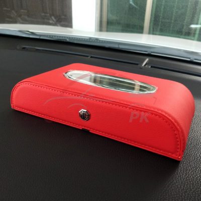 MG Leather Car Tissue Box Red