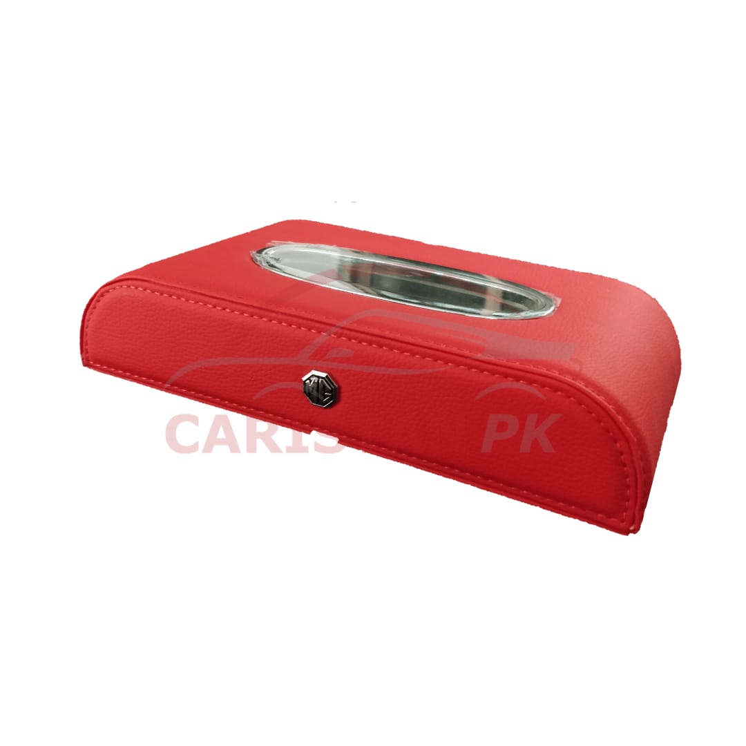 MG Leather Car Tissue Box Red