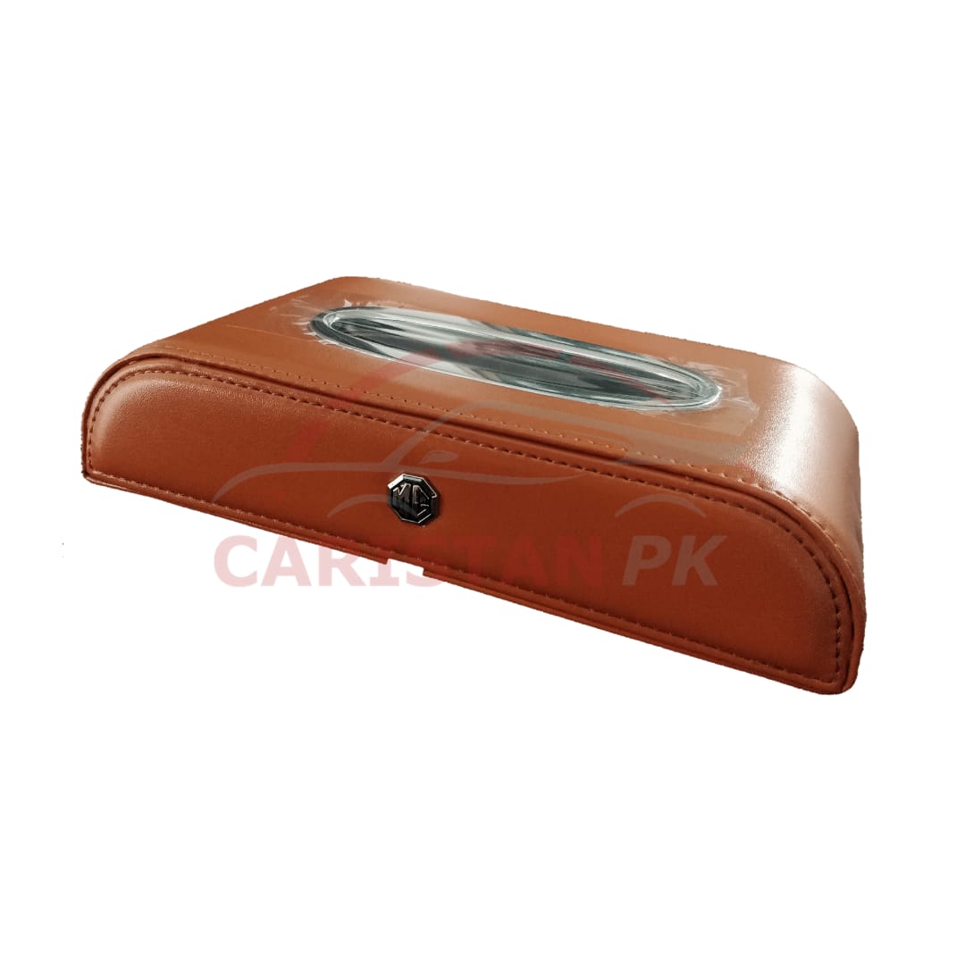 MG Leather Car Tissue Box Brown
