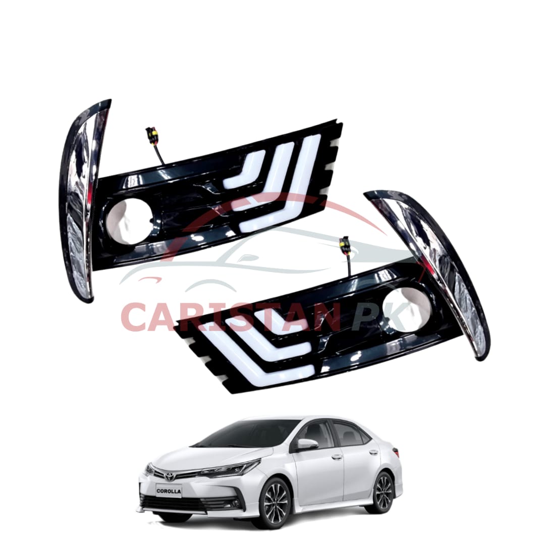 Toyota Corolla Face Lift Lexus Style Fog Lamp Light DRL Cover 2017-21