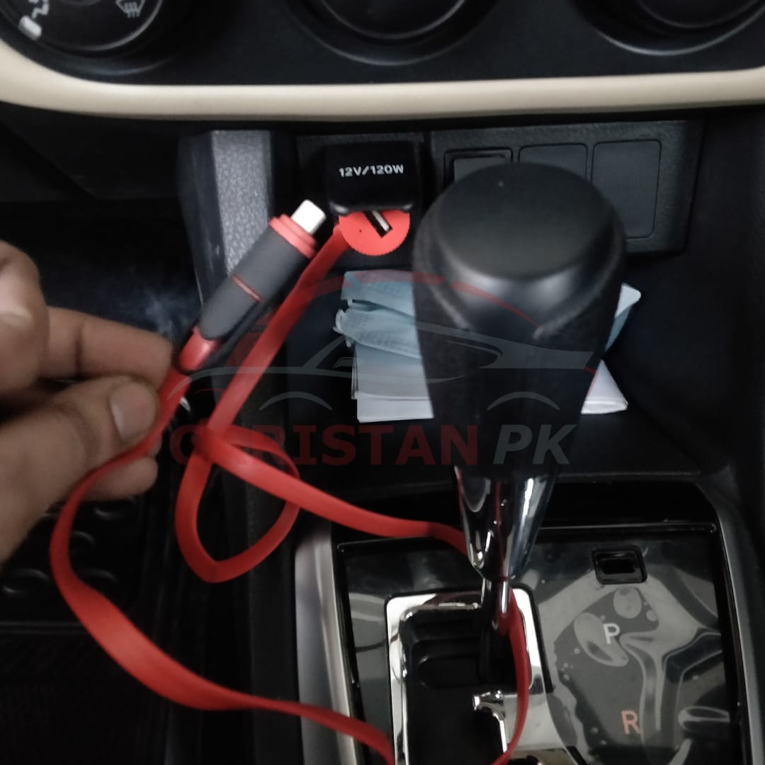 Car Mobile Charger 2 in 1 With USB Data Cable & Charging Port