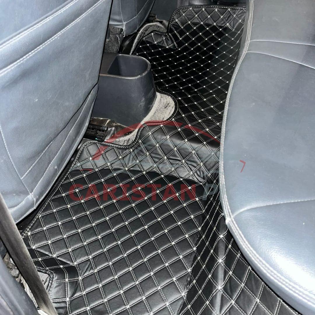 Suzuki Cultus 7D Floor Mats Black With Beige Stitch Hard Design 2017-23