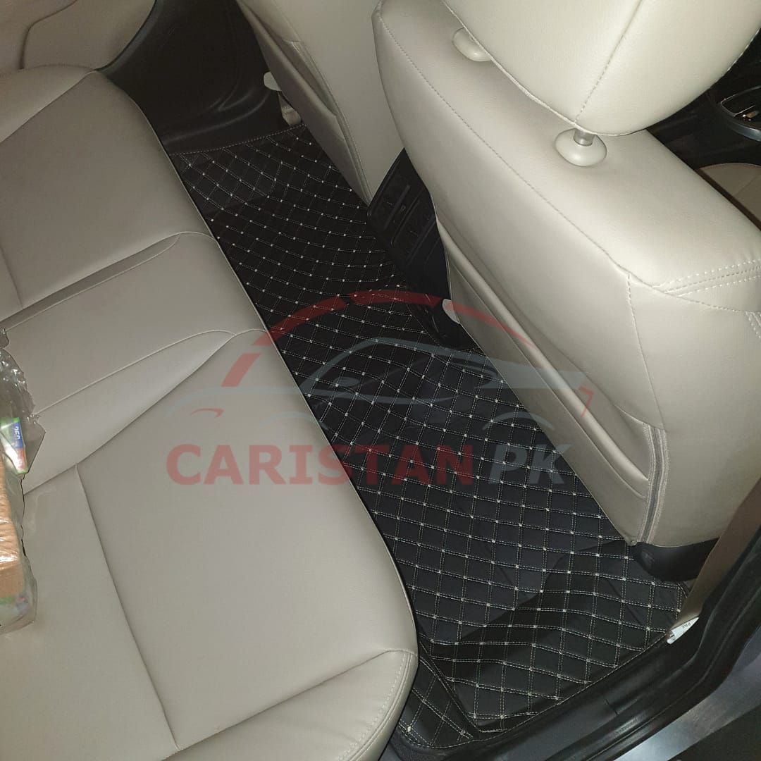 Honda City 7D Floor Mats Black With Beige Stitch Hard Design 2022 Model & Onwards