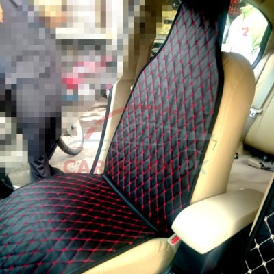 Premium 7D Style Seat Protection Cover Black With Red Stitch