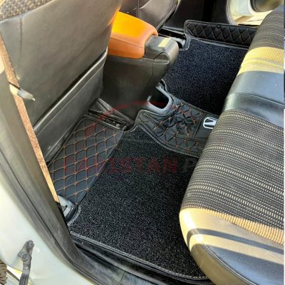 Honda Vezel 9D Premium Floor Mats Black With Orange Stitch