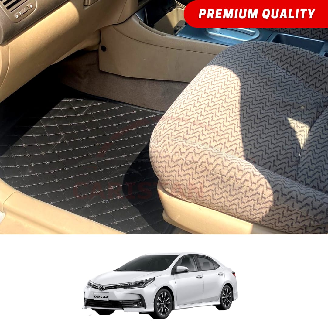 Toyota Corolla Flat Style 7D Floor Mats Black 2017-23