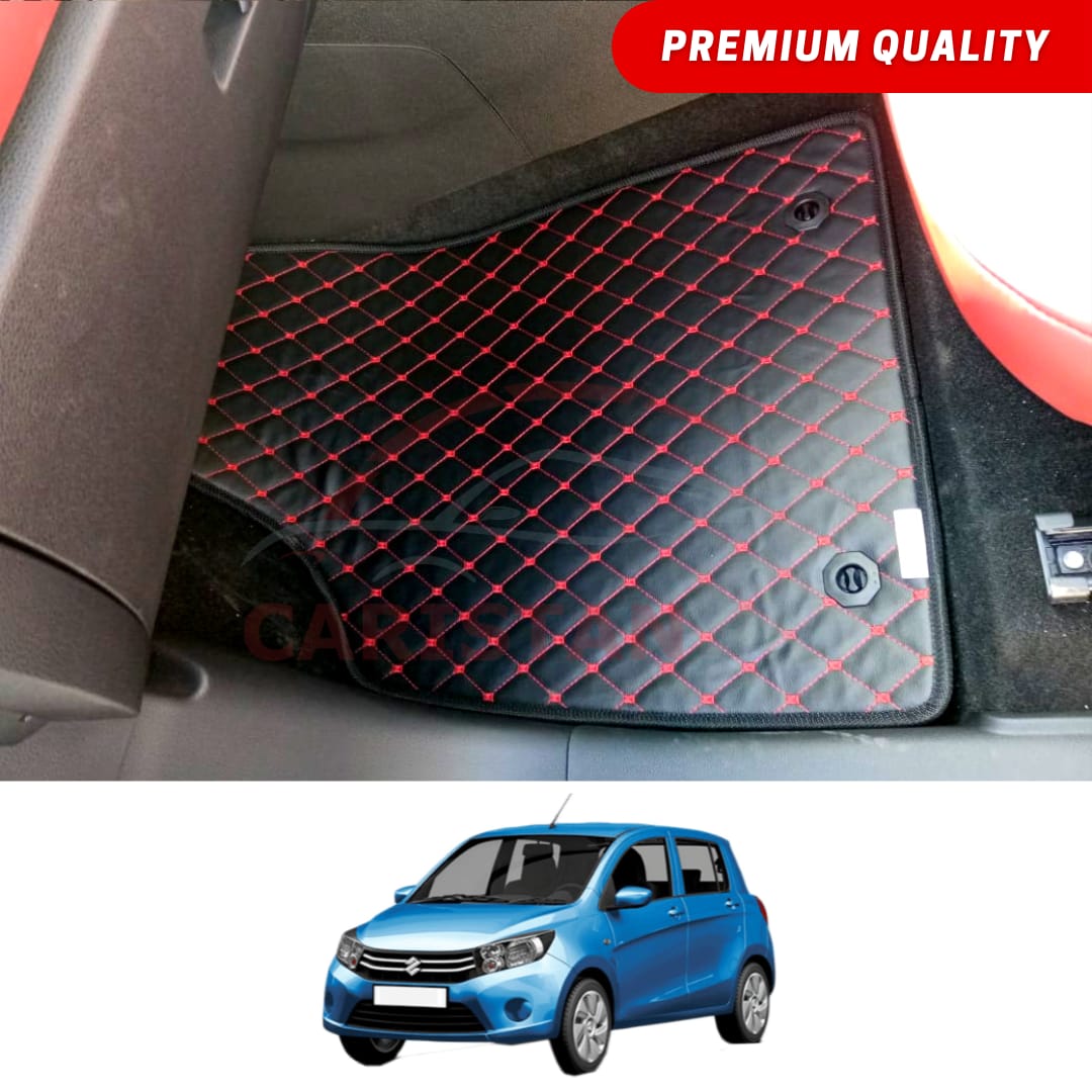 Suzuki Cultus Flat Style 7D Floor Mats Black With Red Stitch 2017-23