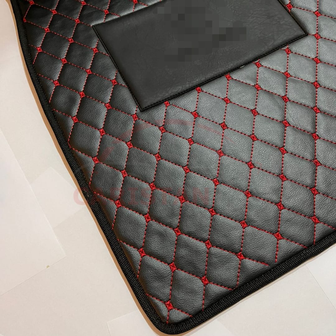 Daihatsu Mira Flat Style 7D Floor Mats Black With Red Stitch 2012-16