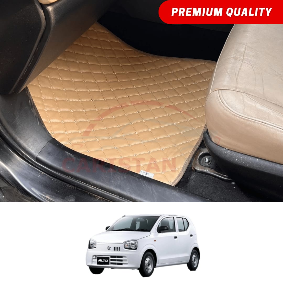 Suzuki Alto Flat Style 7D Floor Mats Beige Stitch 2017-23