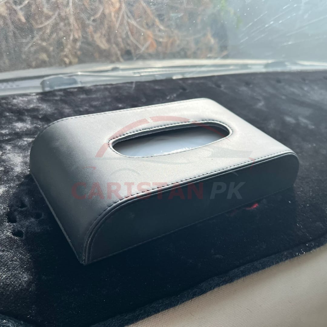 Leather Car Tissue Box Black