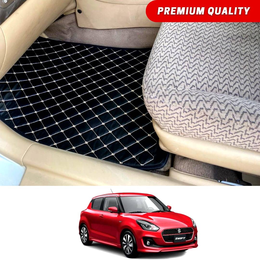 Suzuki Swift Flat Style 7D Floor Mats Black With Beige Stitch 2022 Model & Onwards