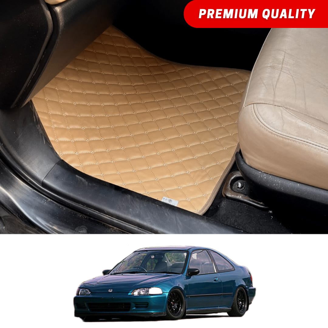 Honda Civic Dolphin Flat Style 7D Floor Mats Beige Stitch