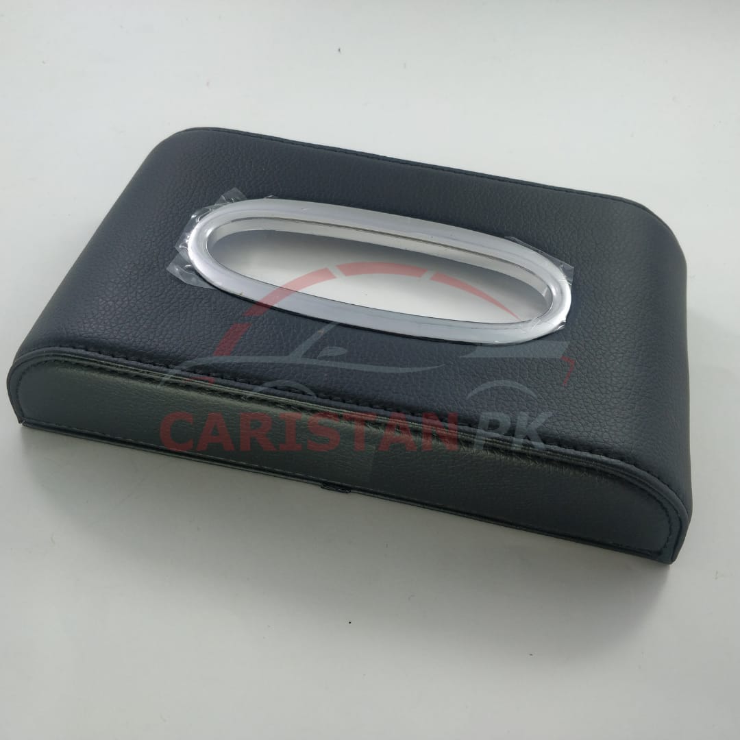 Leather Car Tissue Box Black