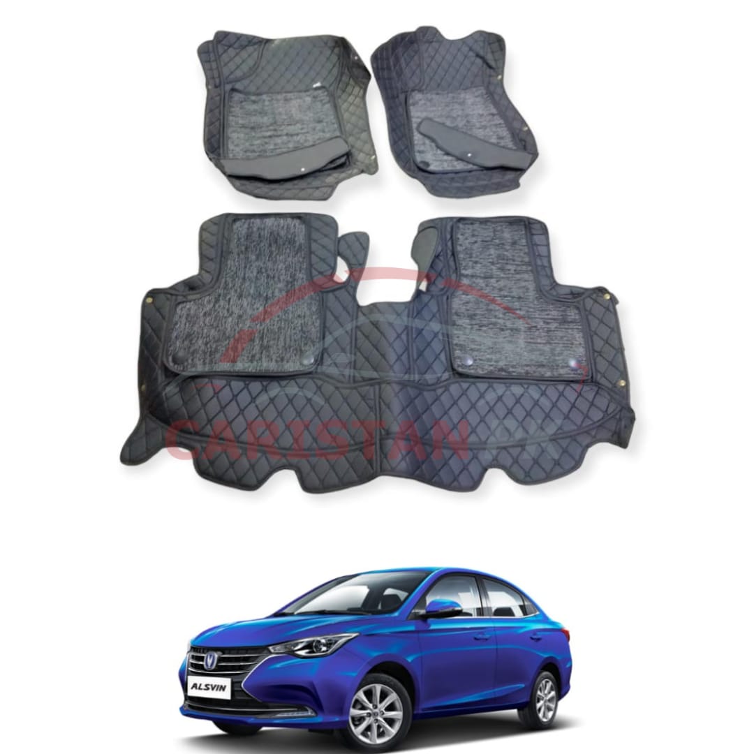 Changan Alsvin 9D Floor Mats Black With Black Stitch