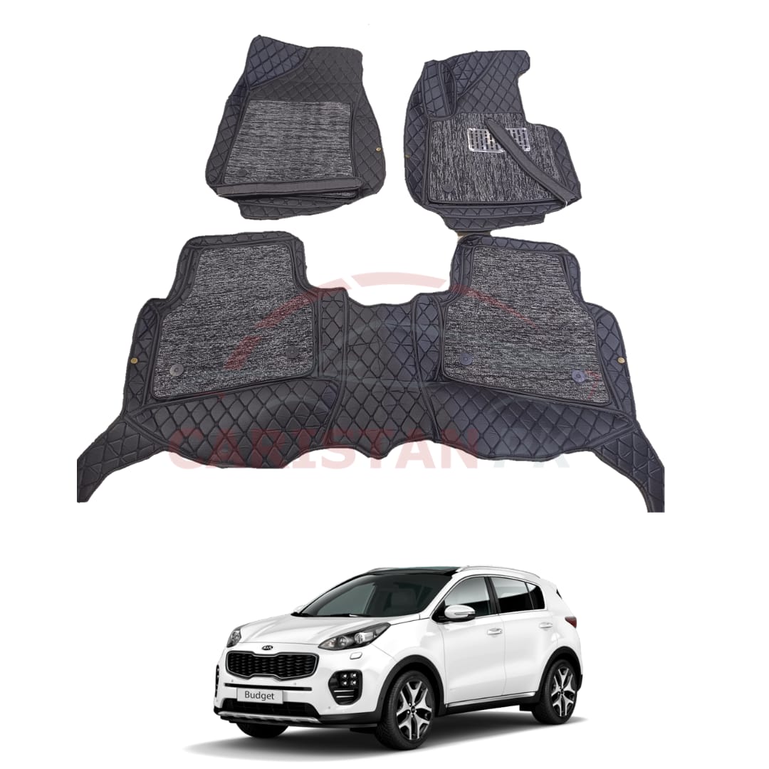KIA Sportage 9D Floor Mats Black With Black Stitch