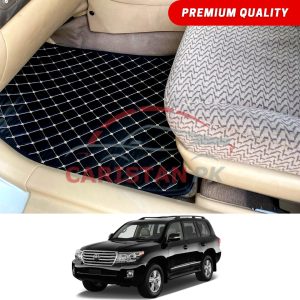 Toyota Land Cruiser ZX Flat Style 7D Floor Mats Black With Beige Stitch 2009-15