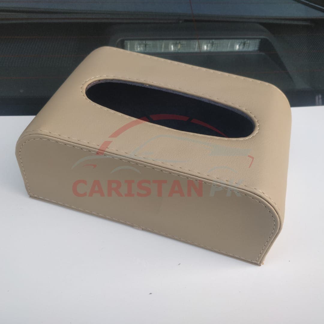Leather Car Tissue Box Beige Big Design