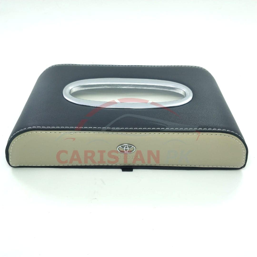 Toyota Leather Car Tissue Box Black Beige Mix
