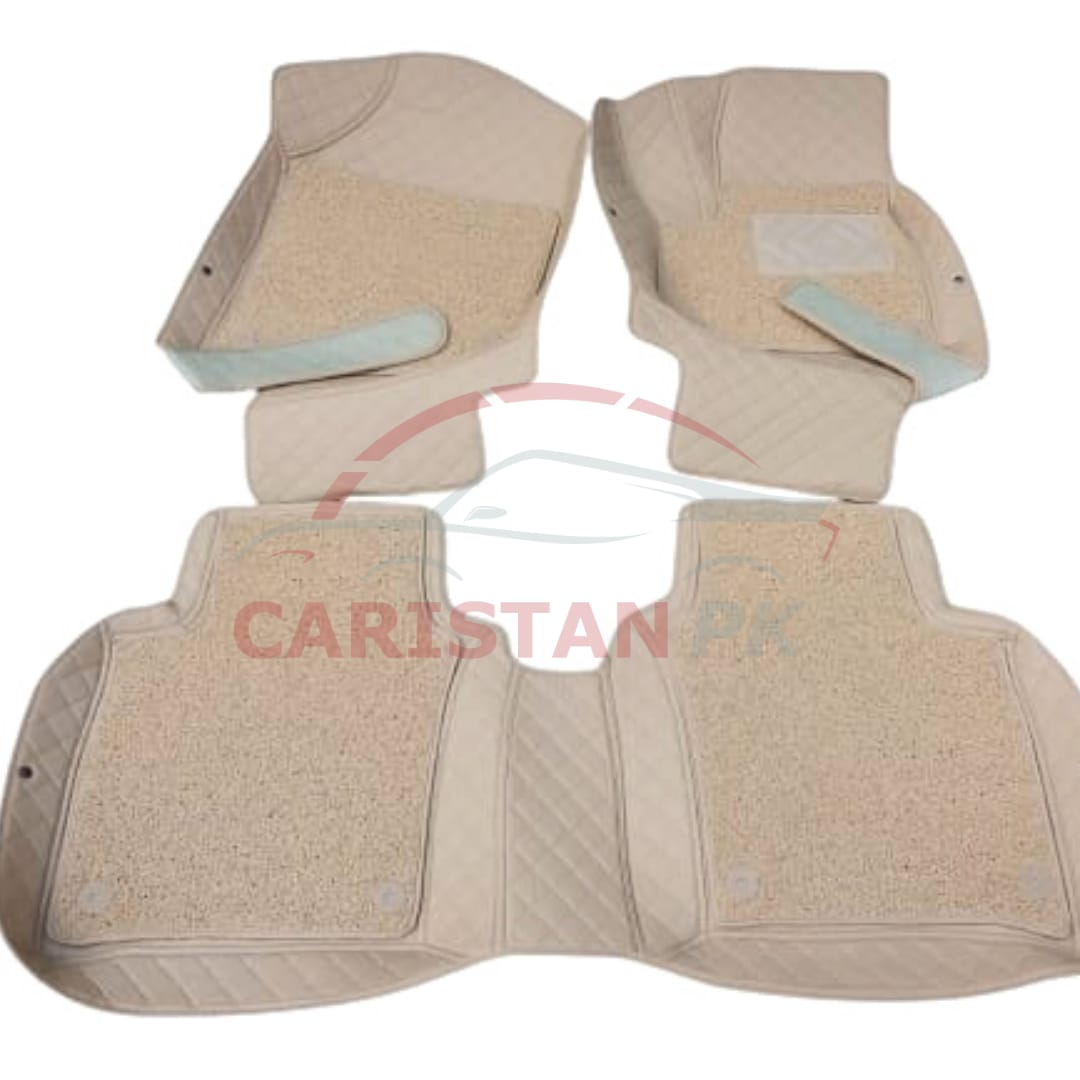 Honda City 9D Floor Mats Beige With Beige Stitch 2009-21