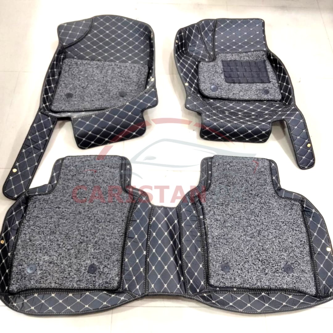 Honda City 9D Floor Mats Black With Beige Stitch 2009-21