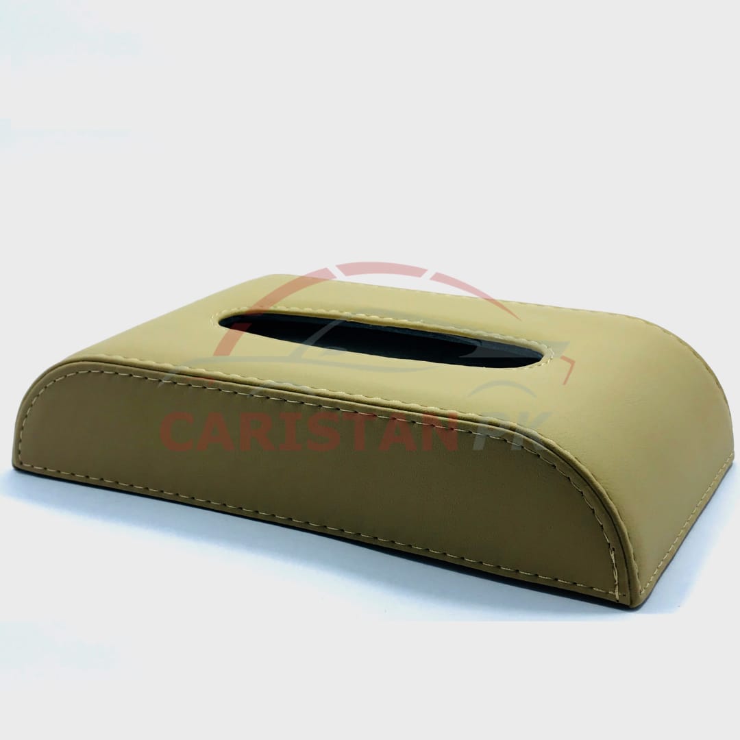 Leather Car Tissue Box Beige