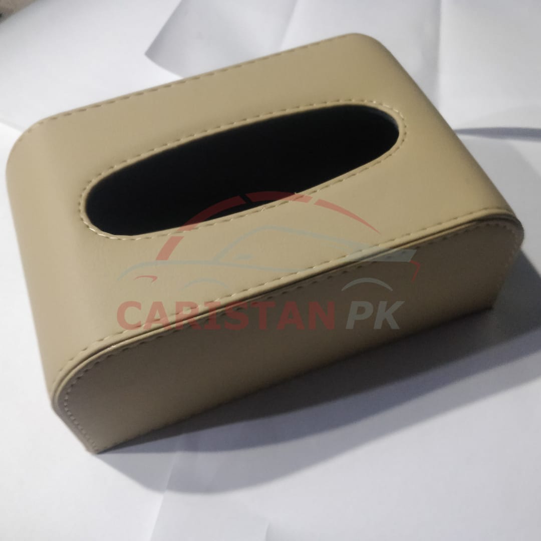 Leather Car Tissue Box Beige Big Design