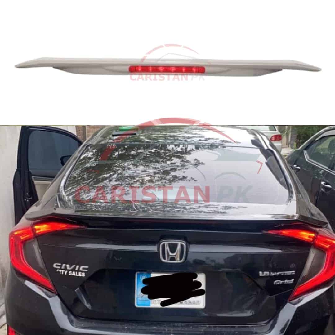 Unpainted ABS Plastic Honda Civic Turbo RS Style Spoiler With LED Light Design B