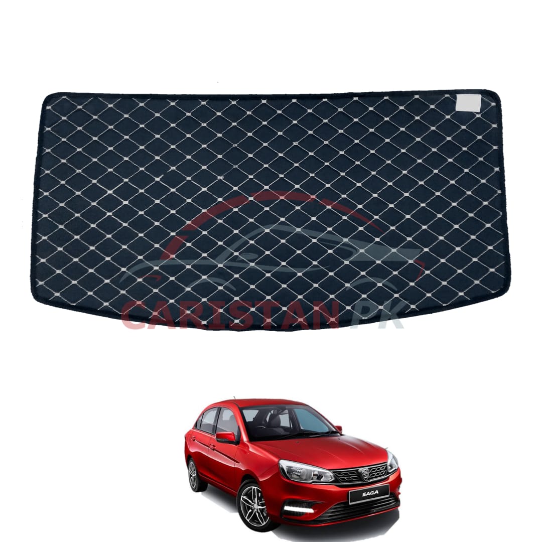Proton Saga 7D Trunk Protection Mat Black With Beige Stitch