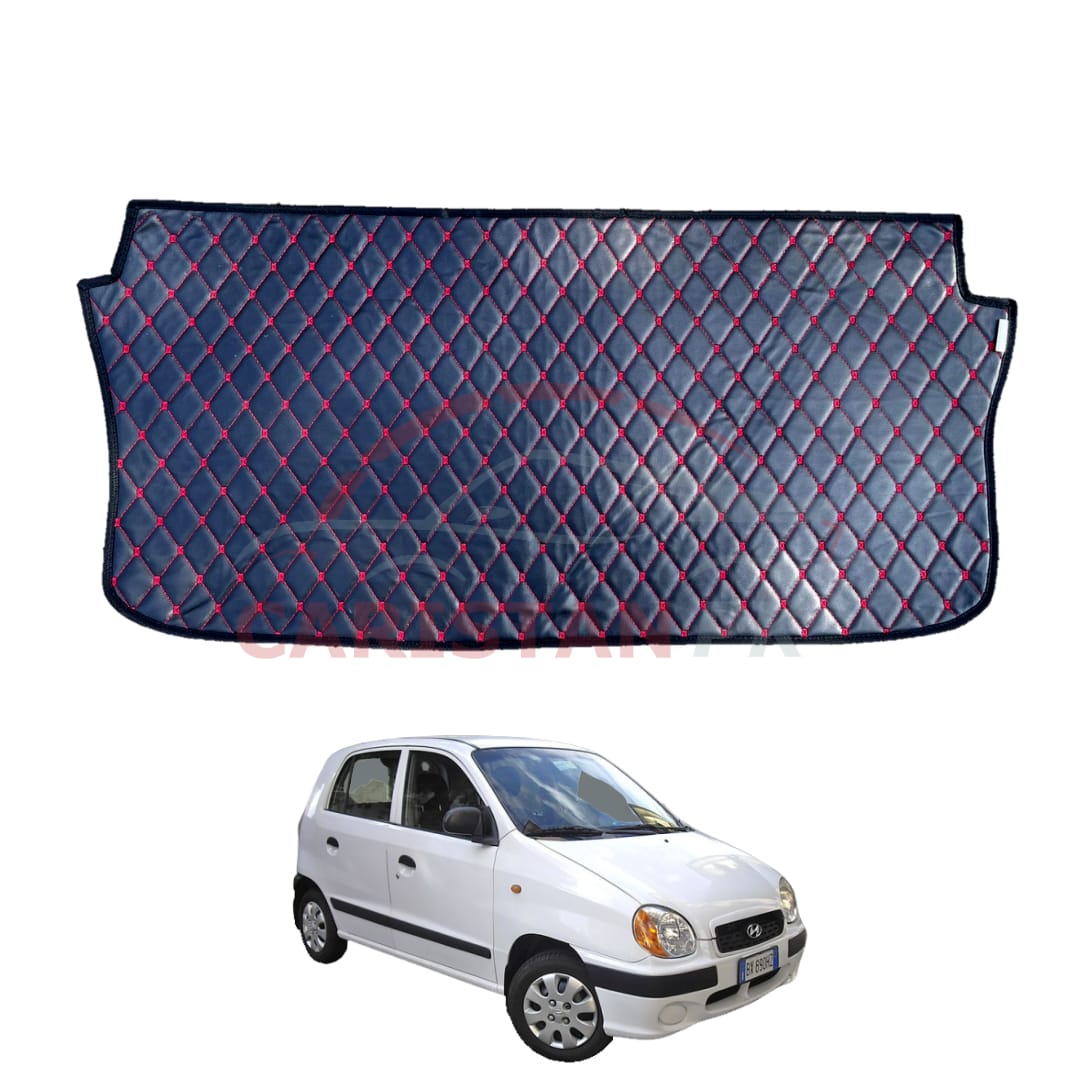 Hyundai Santro 7D Trunk Protection Mat Black With Red Stitch