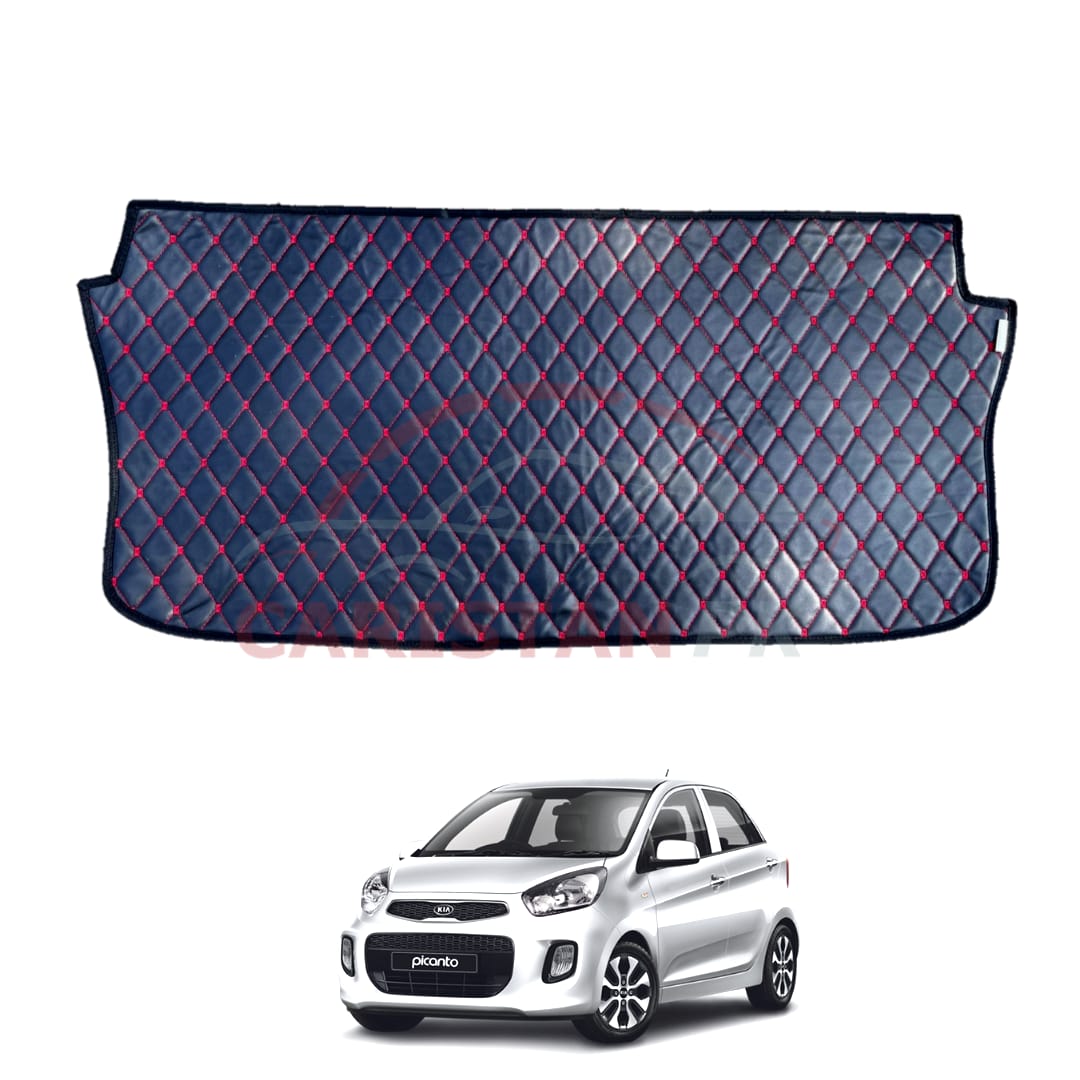 KIA Picanto 7D Trunk Protection Mat Black With Red Stitch